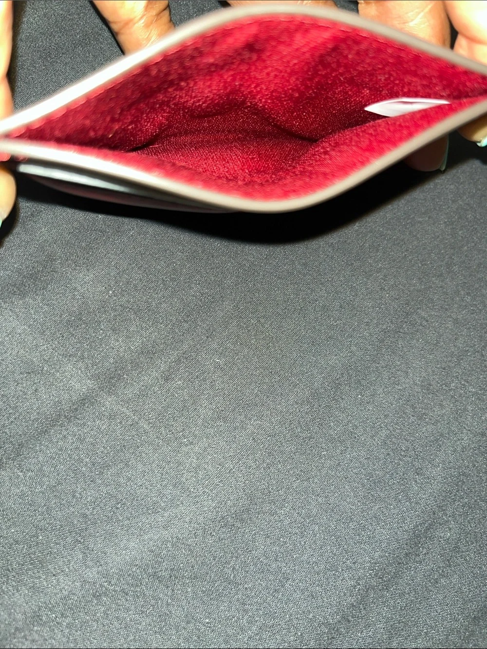 Tory Burch Red Patent Leather Slim Card Holder with Logo